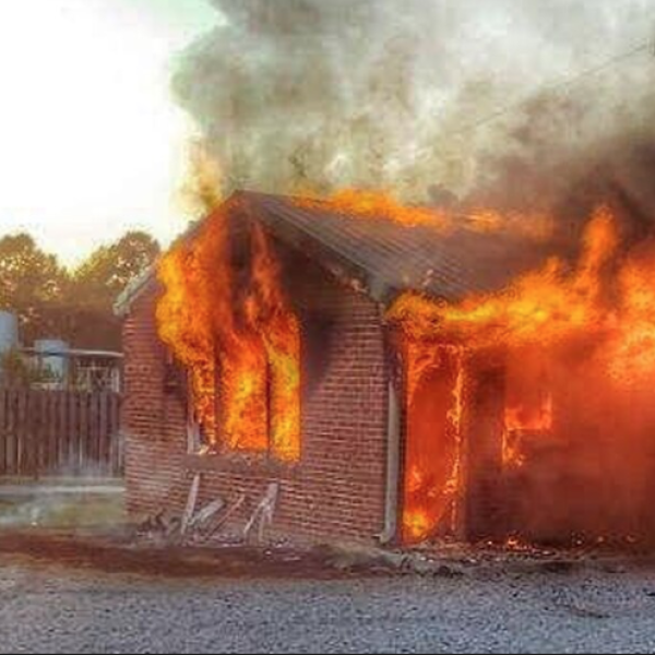 A building on fire