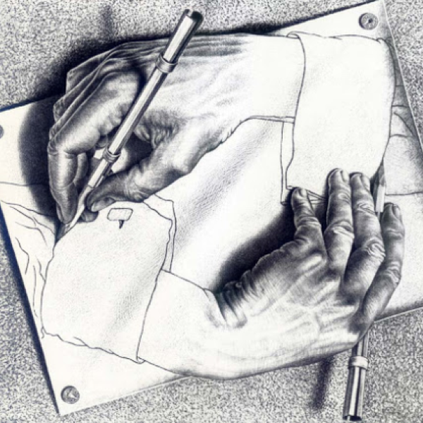 A hand drawing a hand
