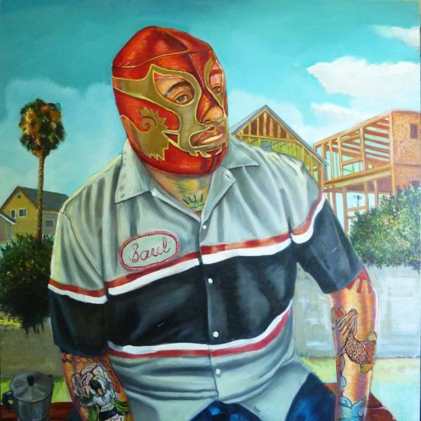 Sergio Teran painting of a luchador
