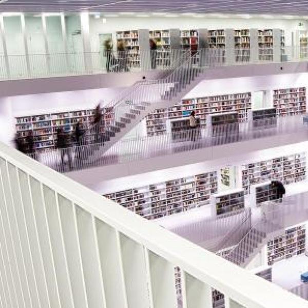 Interior of a clean, modern library