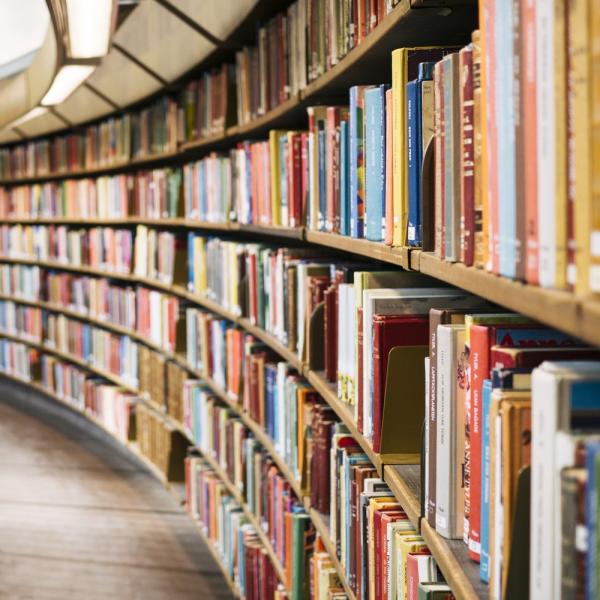 A hallway with books lining it