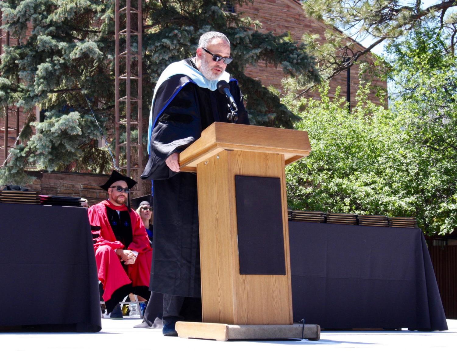 Professor speaking at commencement