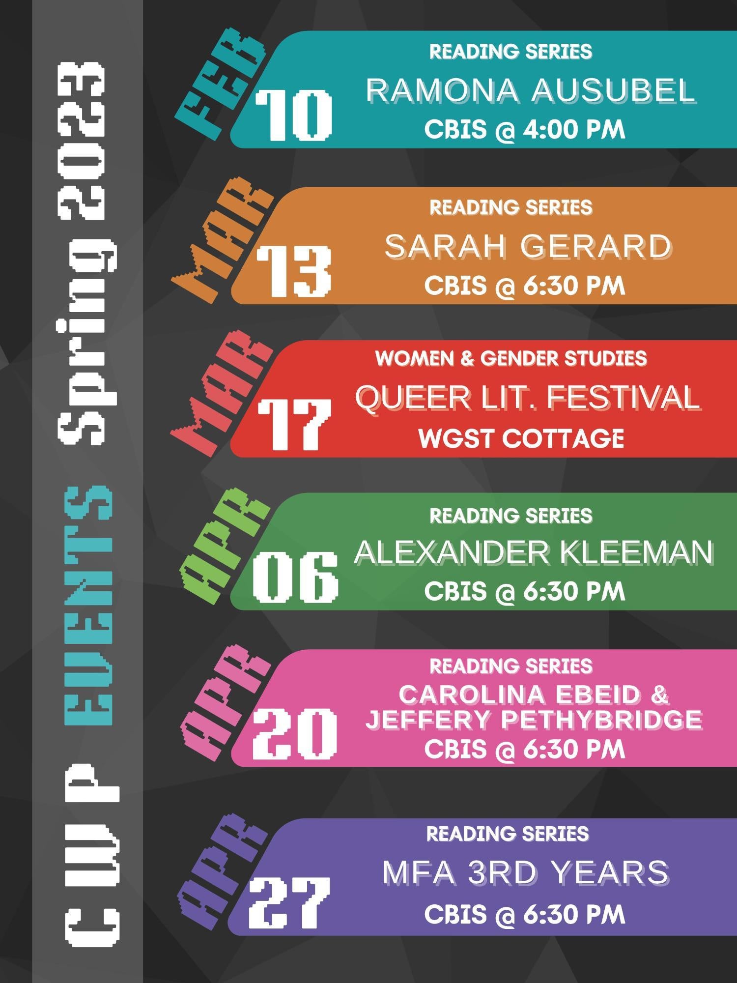 Creative Writing Program Spring 2023 Events