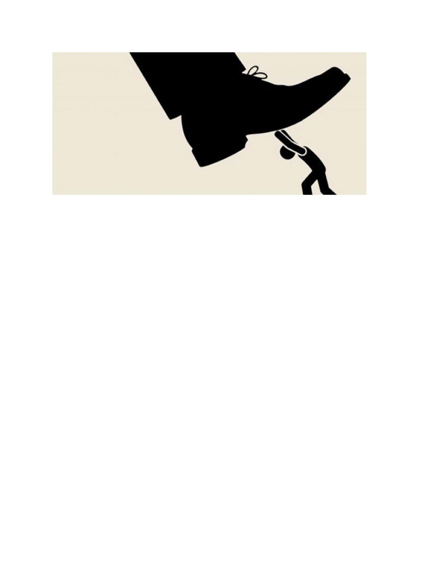 Illustration of a shoe stepping on a human