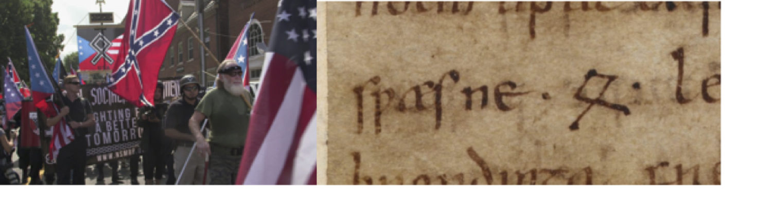 Neo-Nazis and Old English writing side-by-side