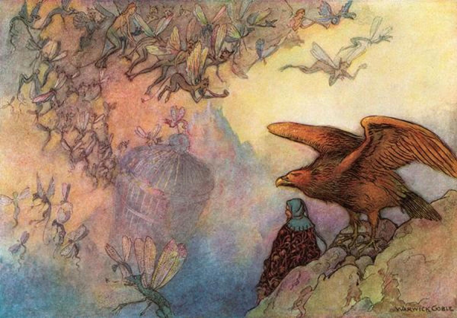 Illustration of an eagle on a rock