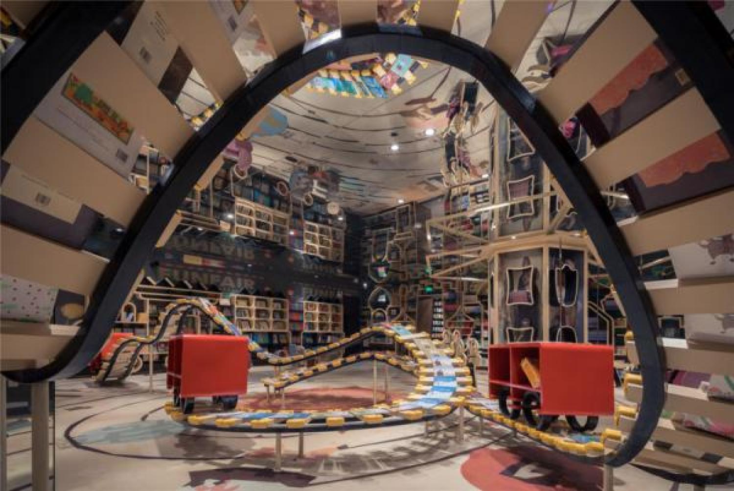 Inside of an eclectic bookstore