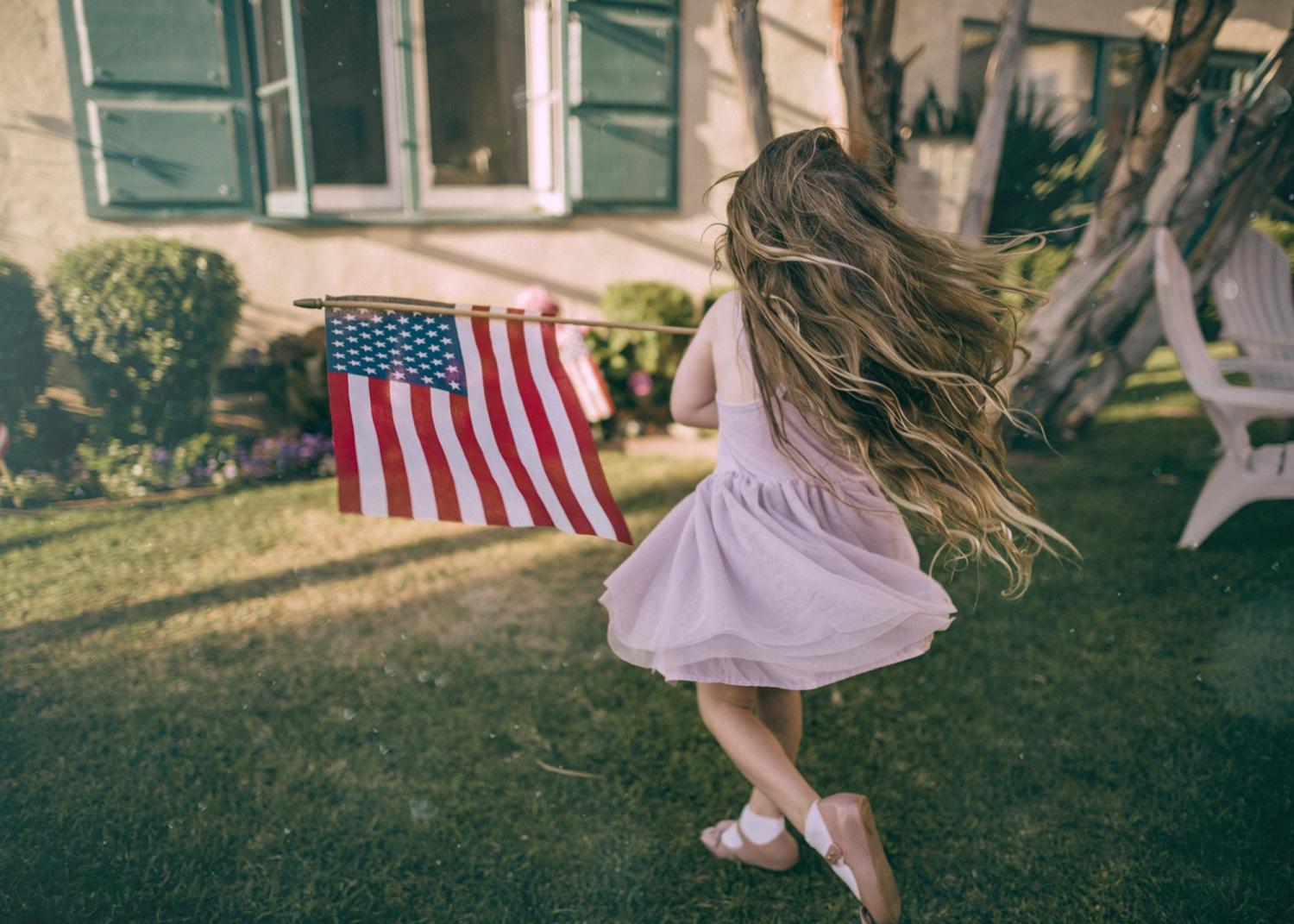 American girl with flag