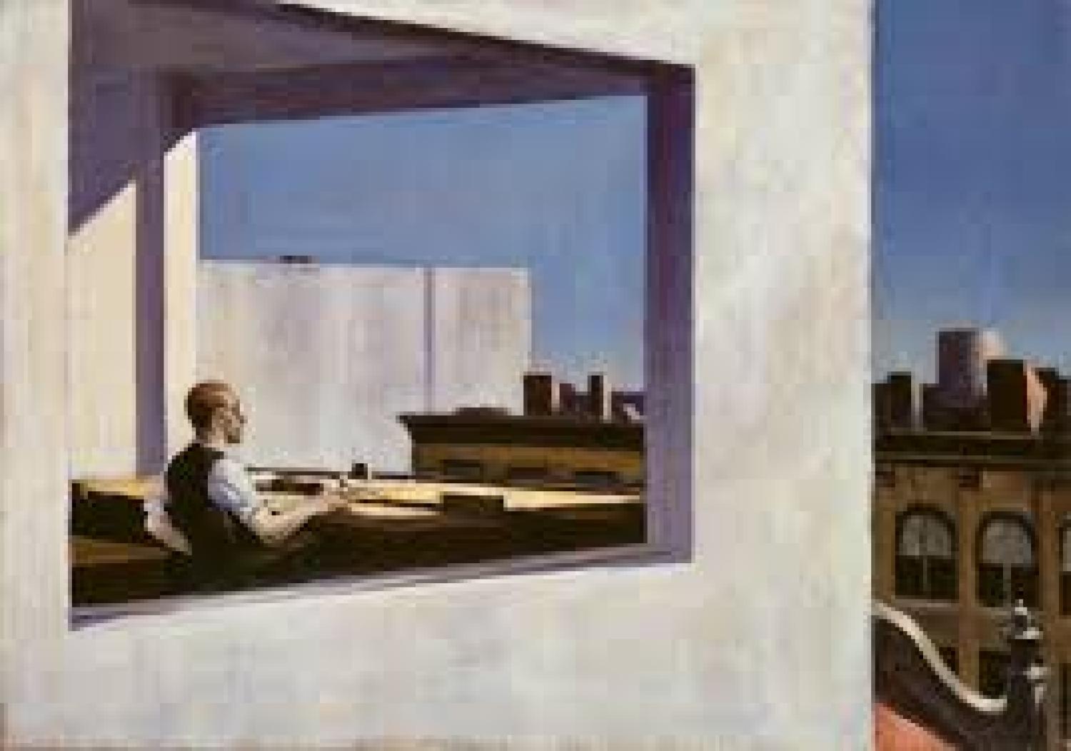 Painting of a man in a window