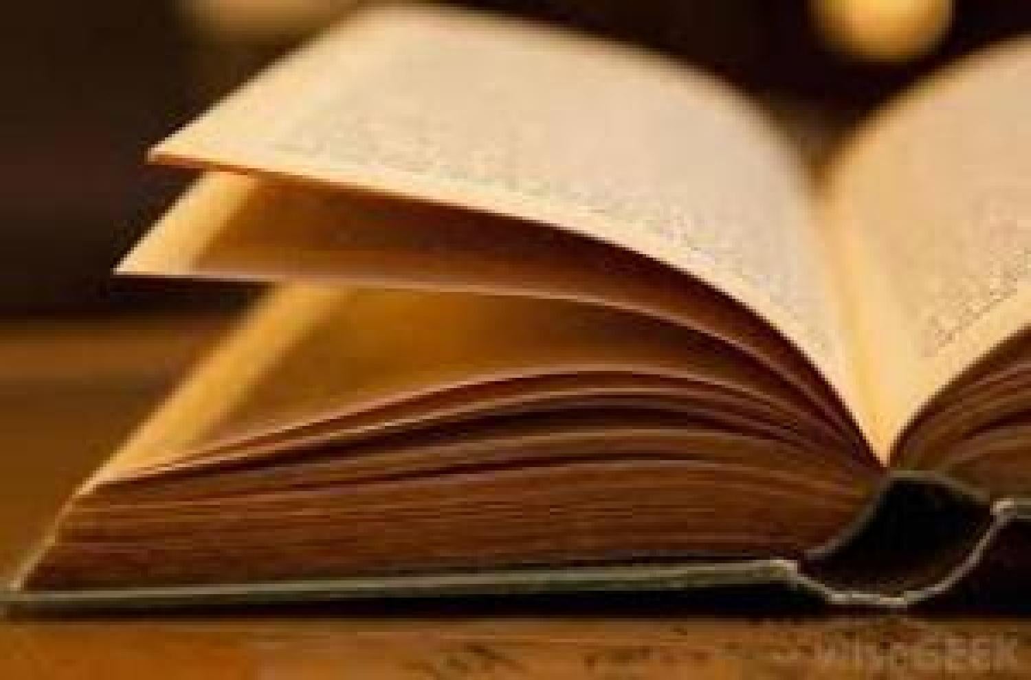 An open book lying on a table
