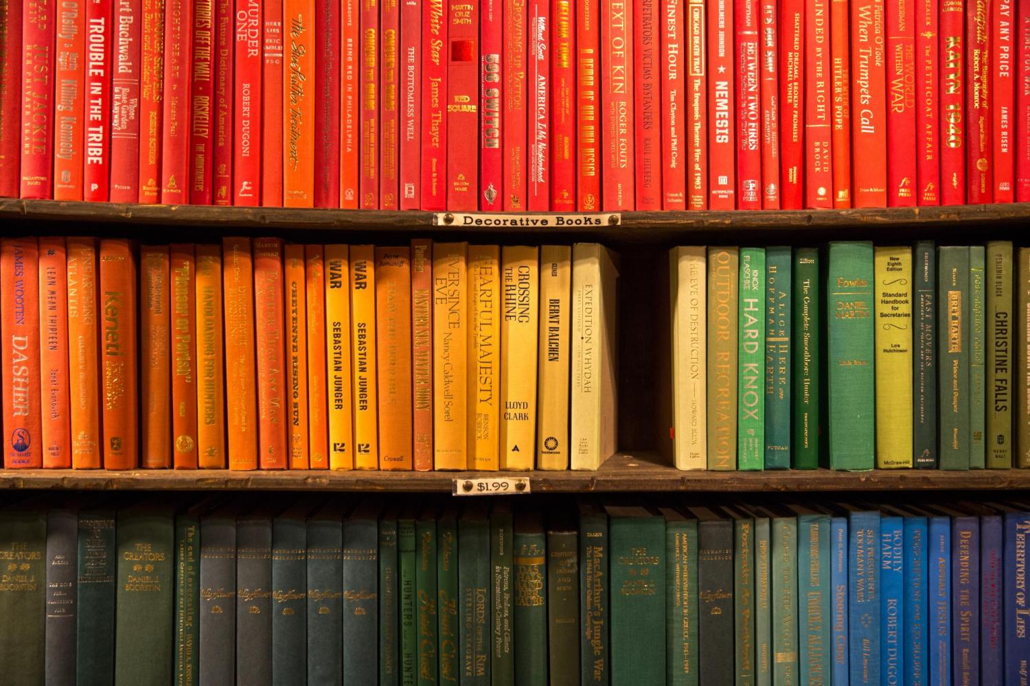 Rainbow bookshelves