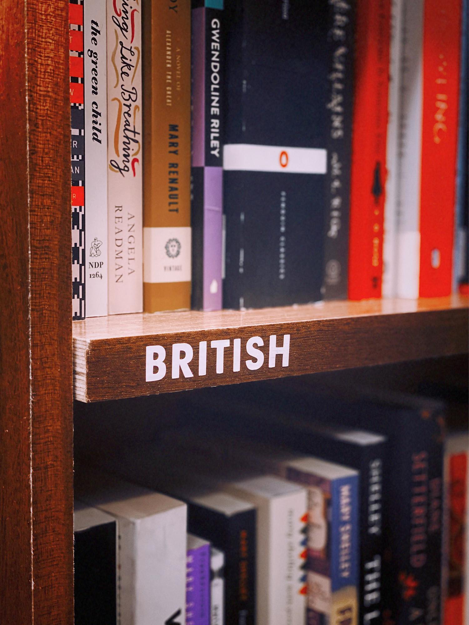 british book shelf in book store