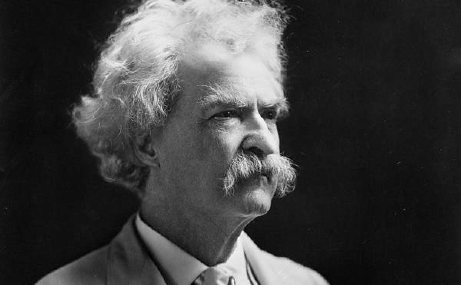 Black and white of Mark Twain