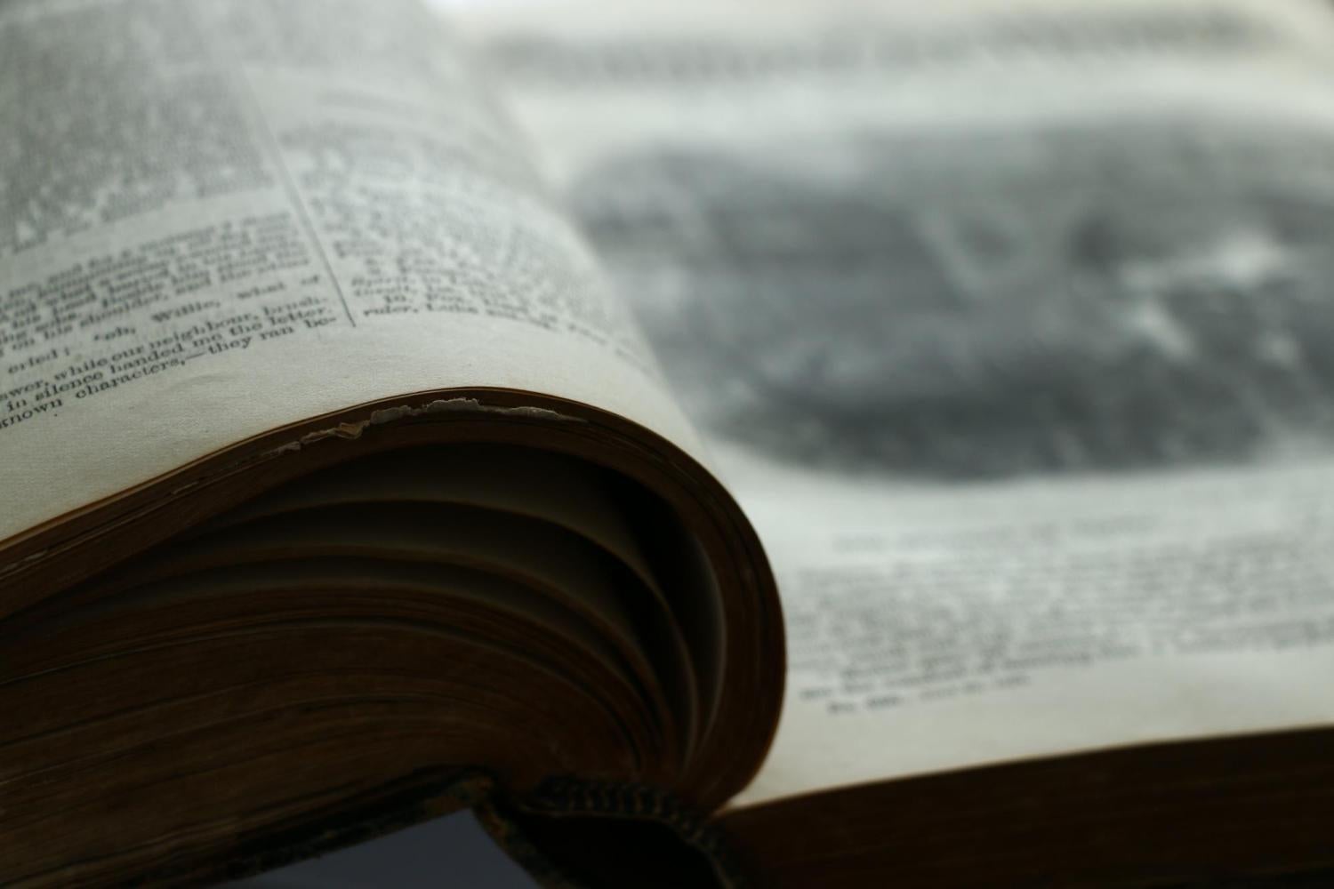 a close up of a page from the middle of a book