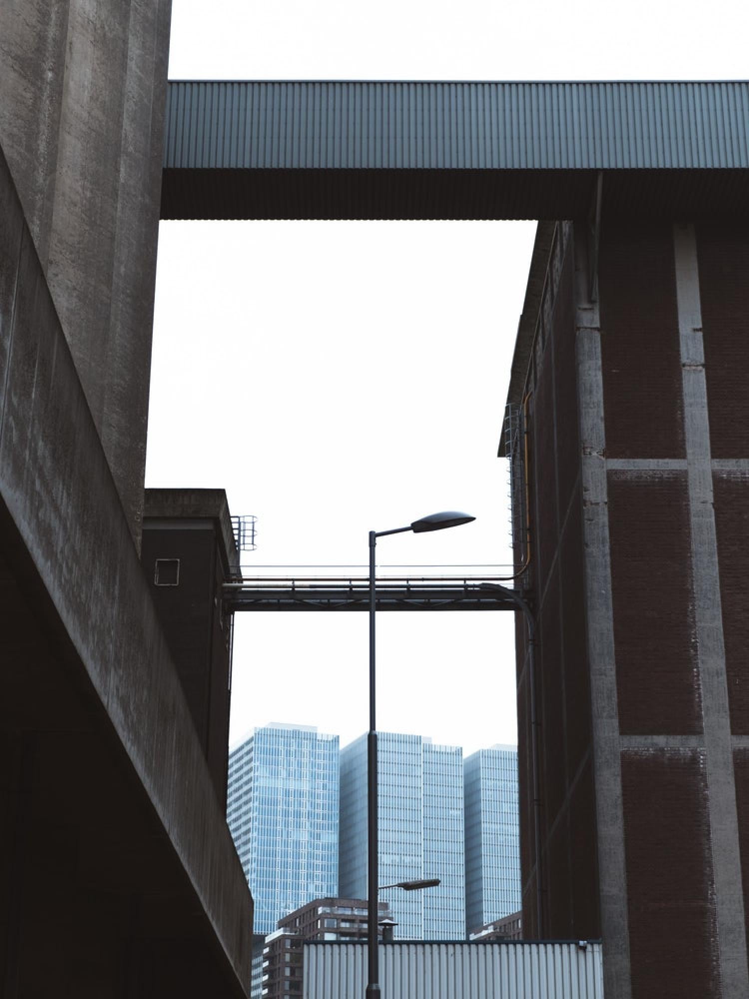 Cityscape with a lightpole