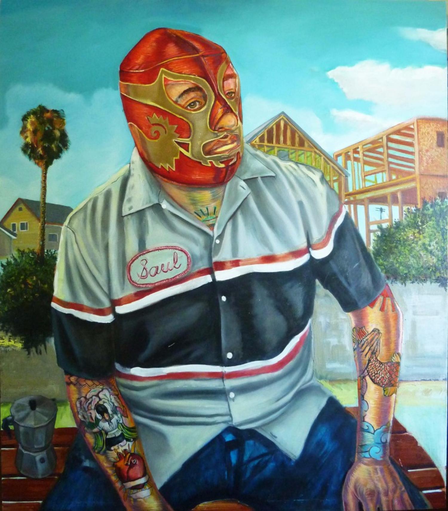 Sergio Teran painting of a luchador