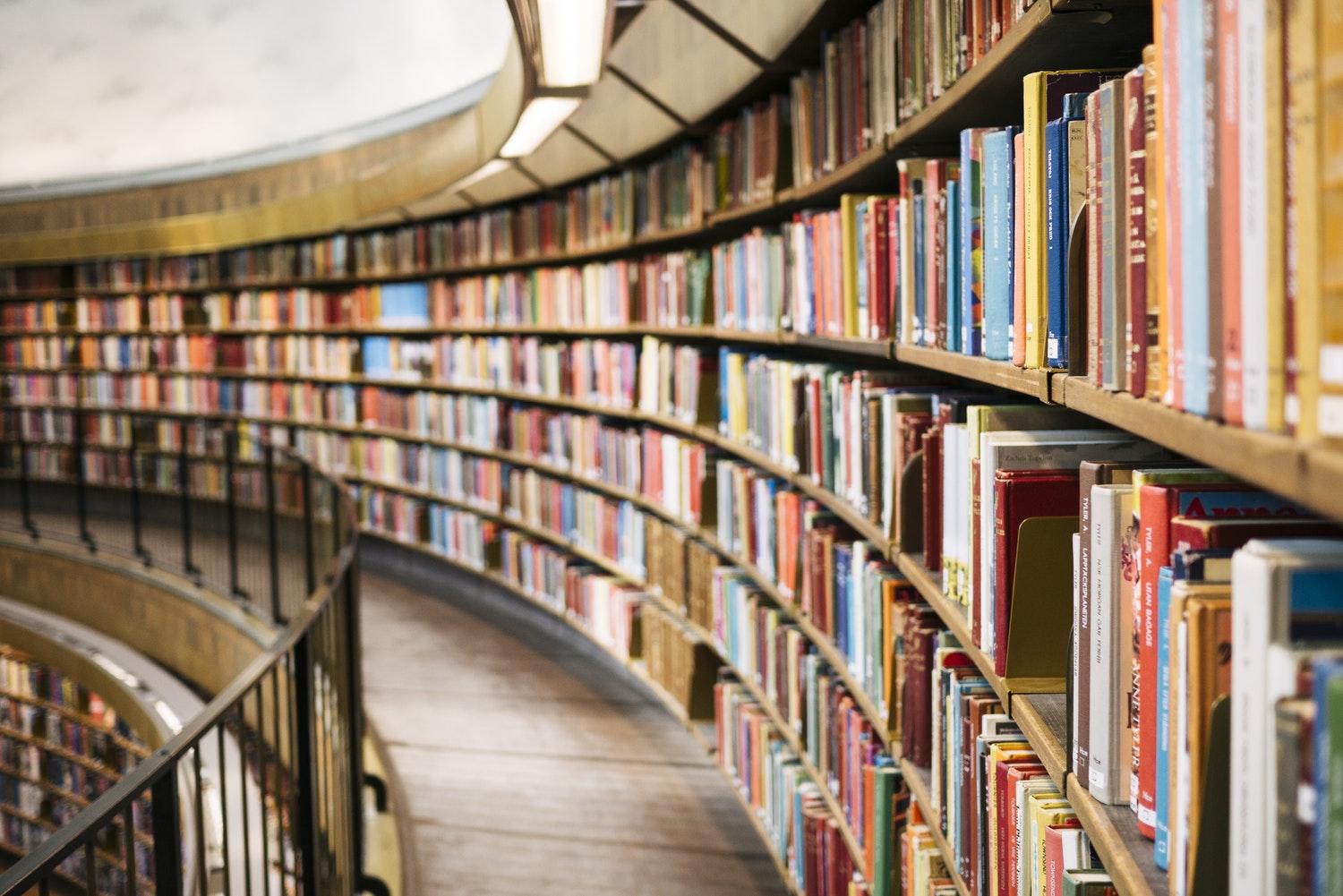 A hallway with books lining it