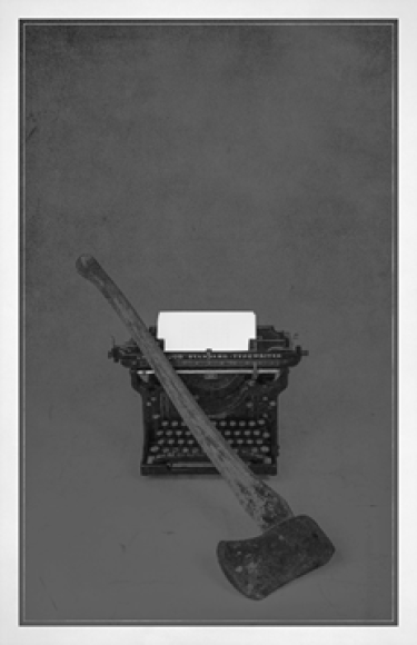 A typewriter and an axe
