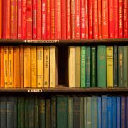 rainbow bookshelves