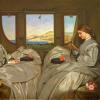 painting of two women reading in stage coach