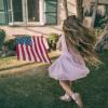 American girl with flag