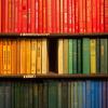 rainbow bookshelves