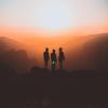 women silhouette in sunset