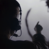 Woman tracing the image of a circle in the air