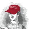 Drawing of Jane Austen wearing a "Make America Great Again" hat