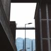 Cityscape with a lightpole