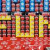 Soda display spelling out Fun