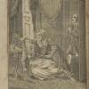 Early etching of two men in a room