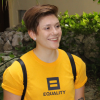 Person wearing a T-shirt that says, "equality"