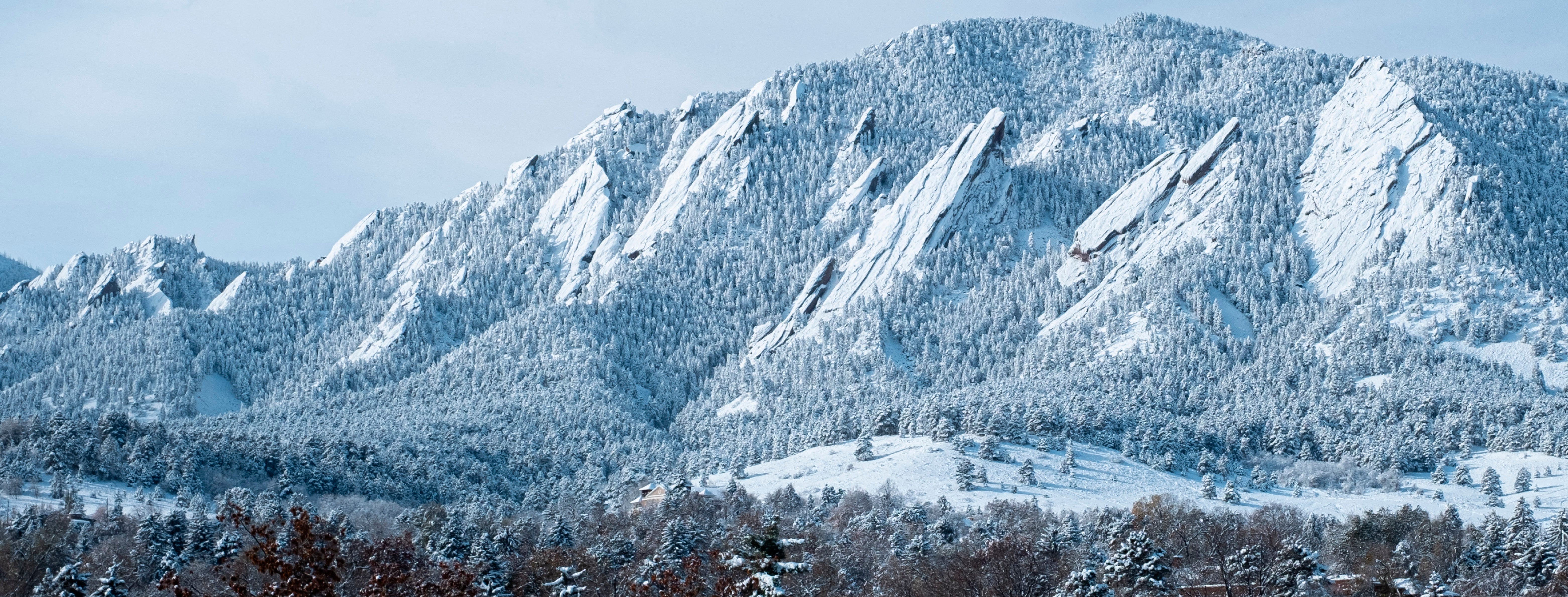 Snowy flatirons