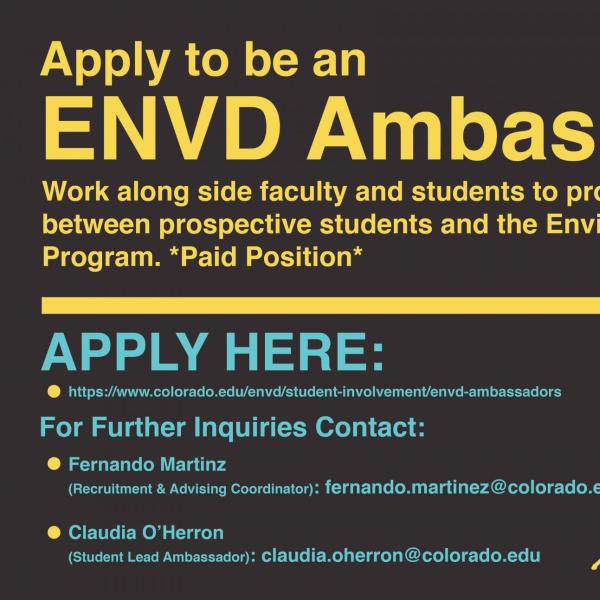 Now hiring Environmental Design student ambassadors for fall 2021