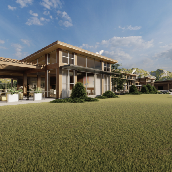 Exterior view of the design of the clubhouse