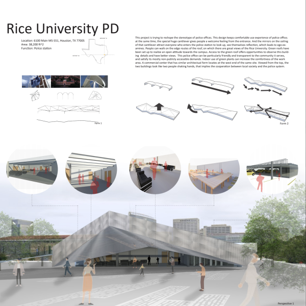 Form and exterior of Rice University PD.