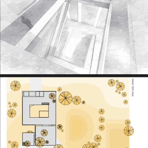 Plan and pencil concept drawing for the golden ration.