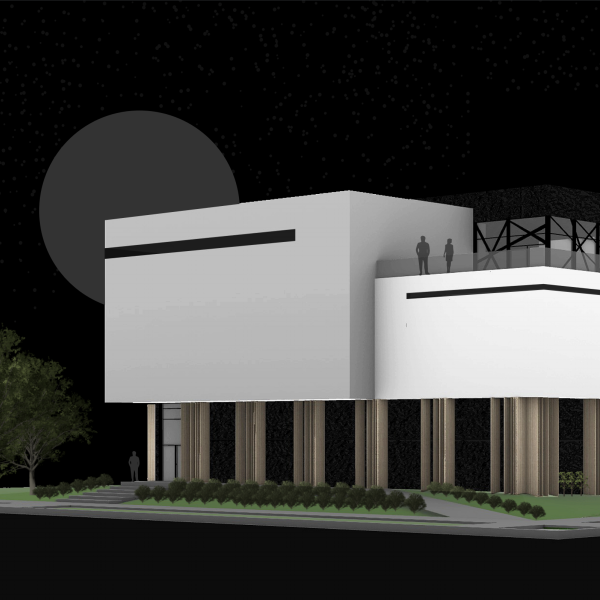 Dark theme exterior design for Den-Haus.