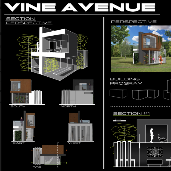 Student architectural rendering of Vine Avenue.