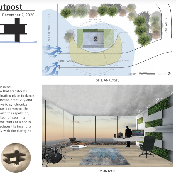 Student rendering of Music Production Outpost