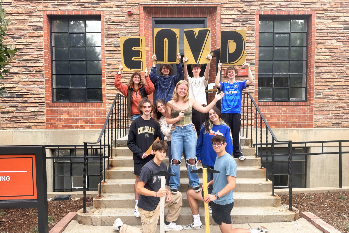 ENVD students pose outside of the environmental design building