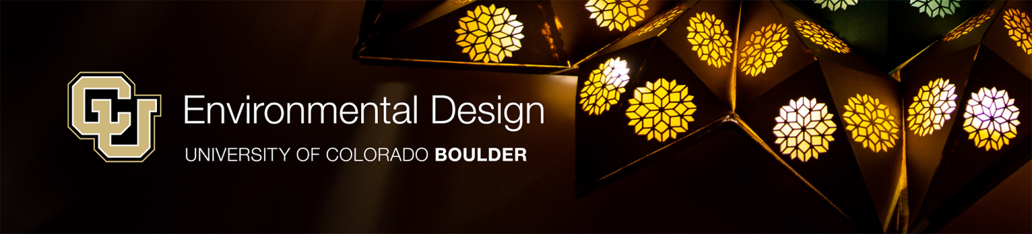 ENVD newsletter header with lighting design student work in the background