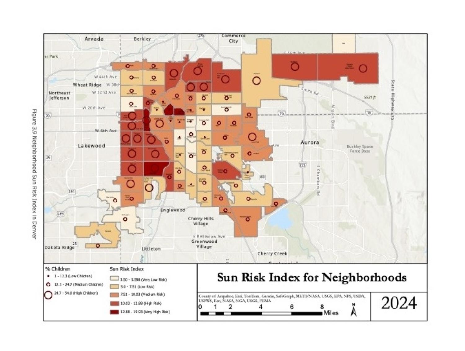 Map of Denver's sun risk index