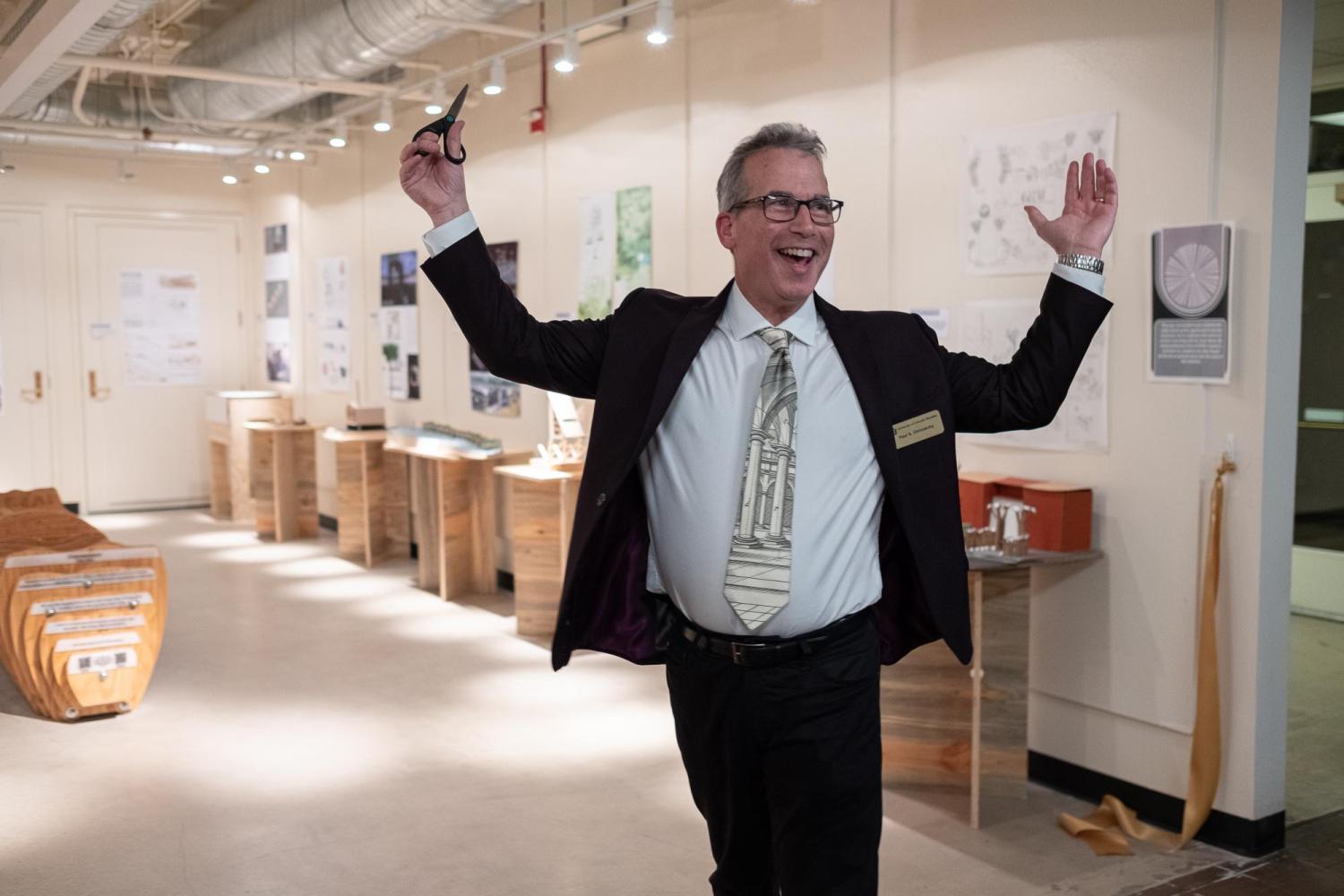 Paul Chinowsky during winter open house ribbon cutting ceremony