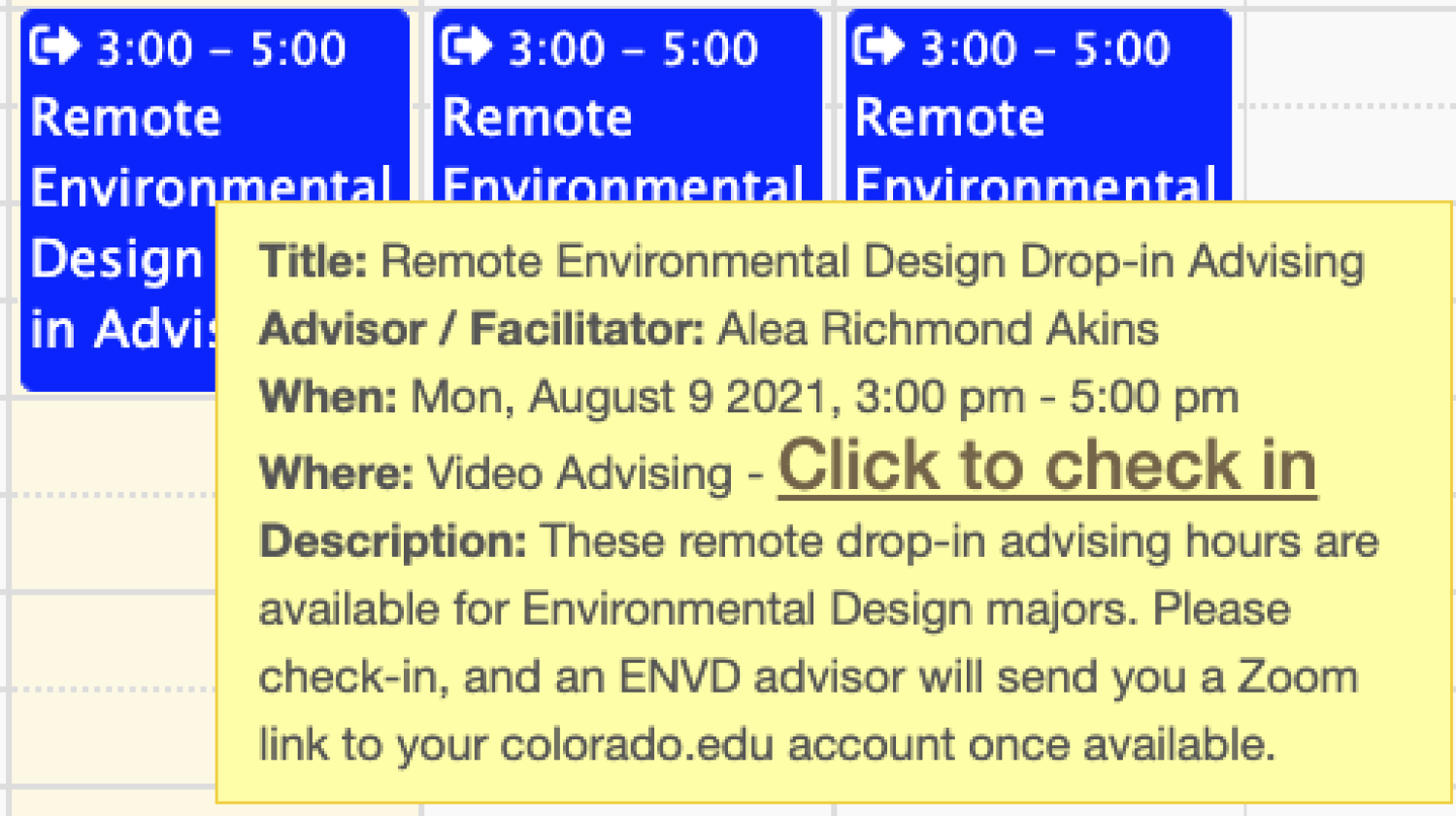 Drop-in calendar view