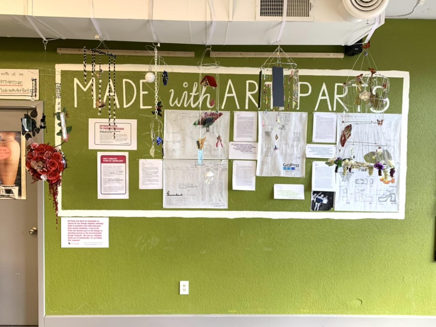 Student work exhibited at Art Parts Creative Reuse Center