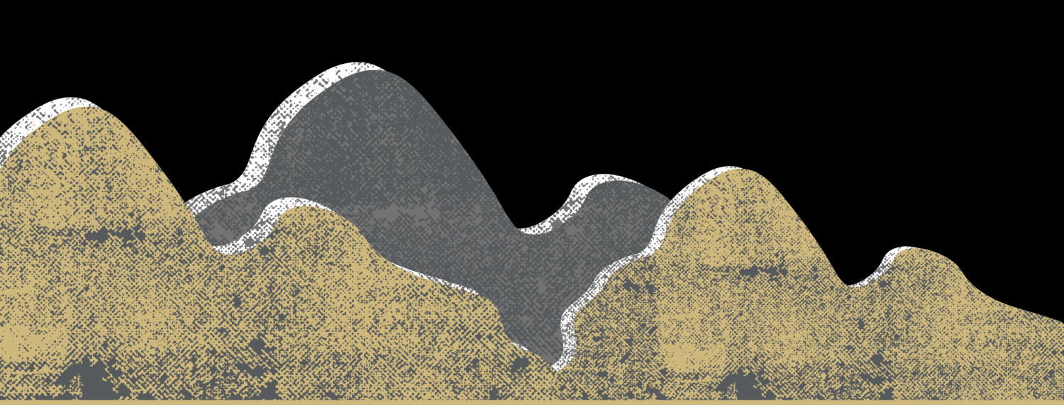 Vector graphic of mountain range in cu theme colors (CU Gold, Grey, Black)