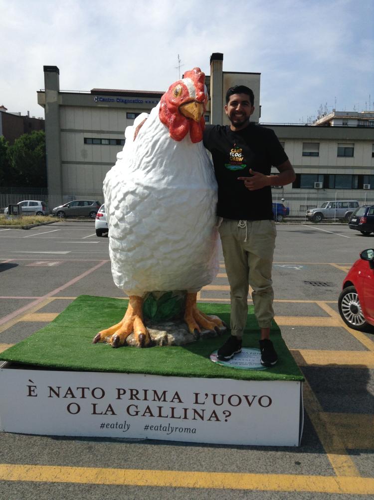 Joshua in Rome, outside of Tour of Italy market.