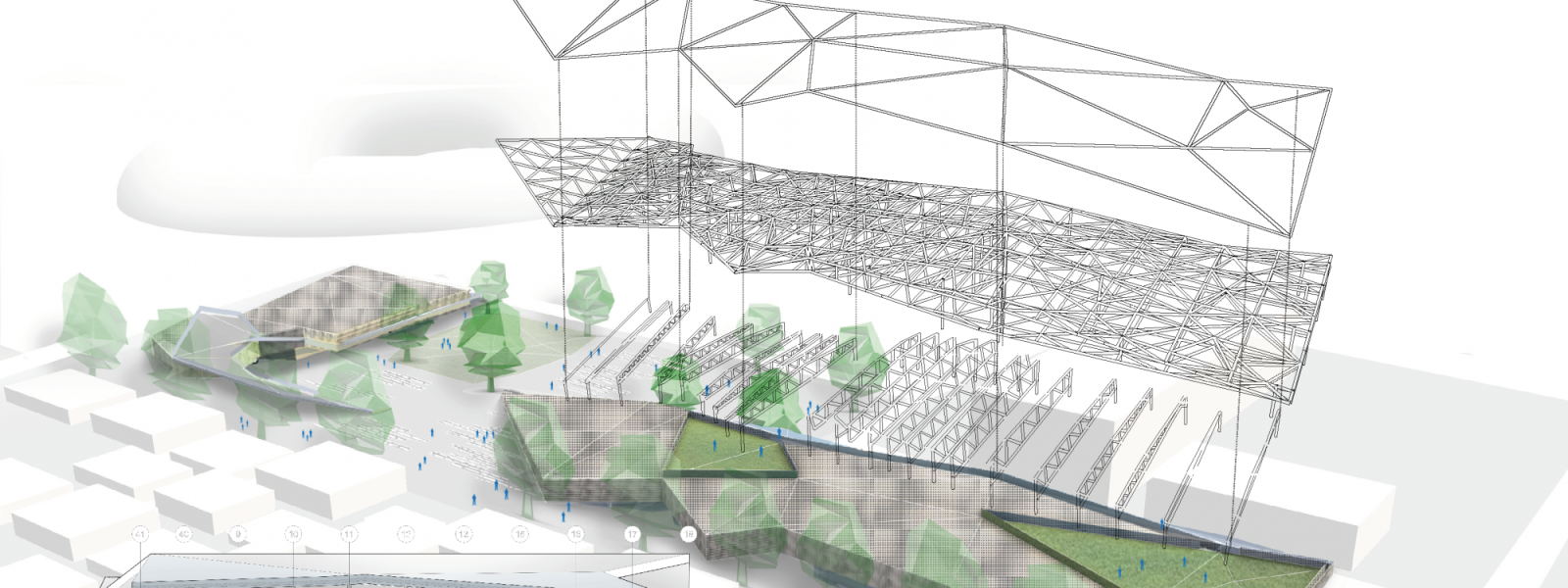 Axonometric view of Rice University PD.